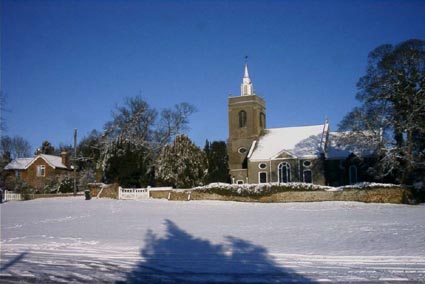 picture of church in snow